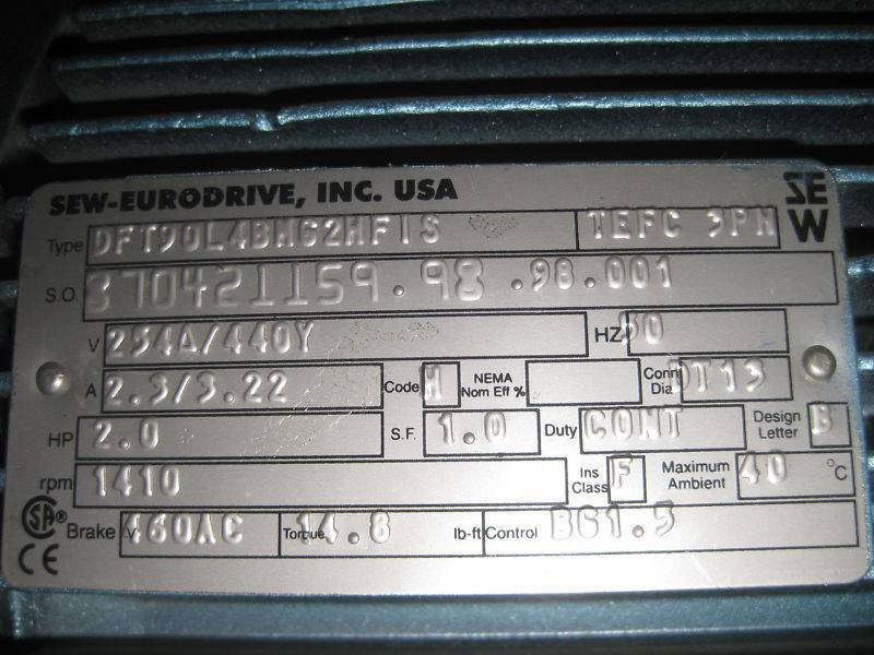 Sew Eurodrive K76DT90 2HP Ratio:108.51 Gear Reducer NEW (EBI3631-1)