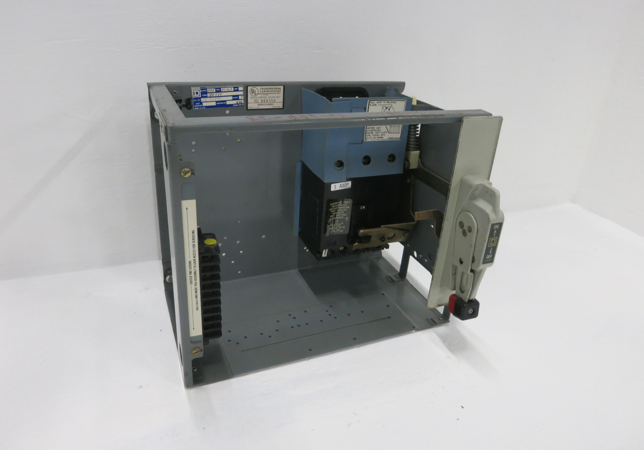 Square D Model 4 3A Breaker Feeder MCC Bucket 12" 3 Amp Motor Control Mod 4 (BJ0311-10)