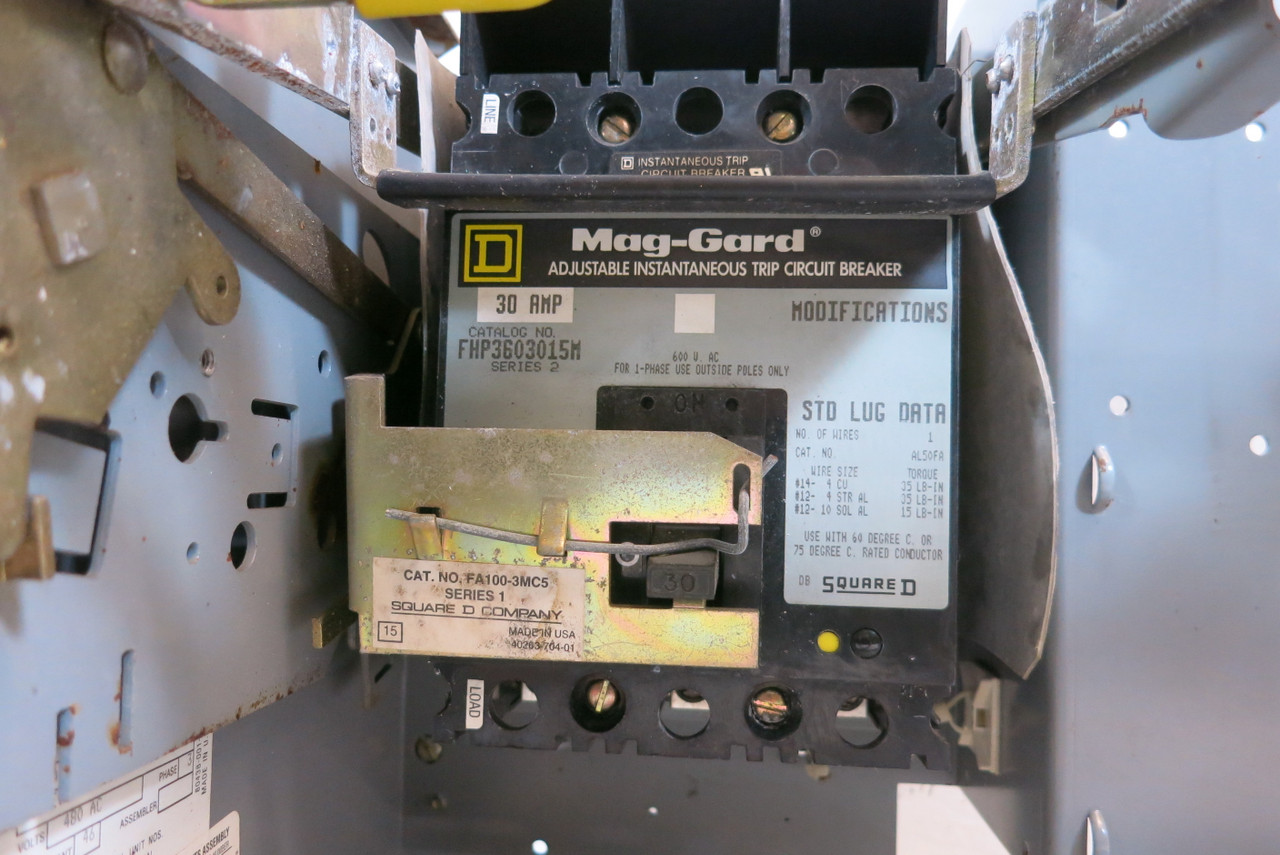 Square D Model 5 30A Breaker Feeder 12" MCC Bucket 30 Amp Mod 5 (BJ0314-19)