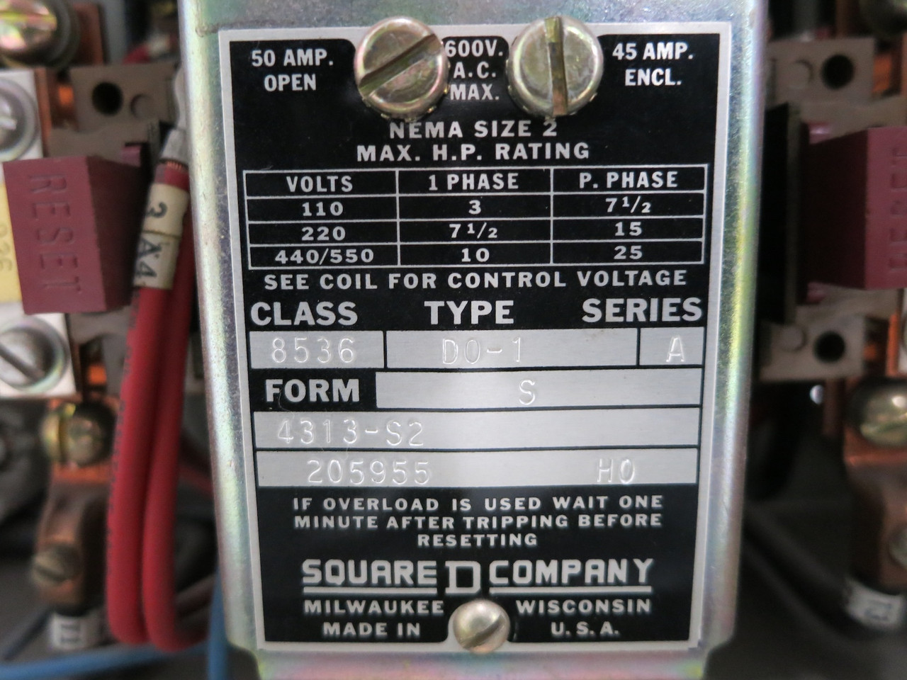 Square D Model 3 70A Breaker Size 2 Starter 18" MCC Bucket 70 Amp Class 8999 (DW5202-14)