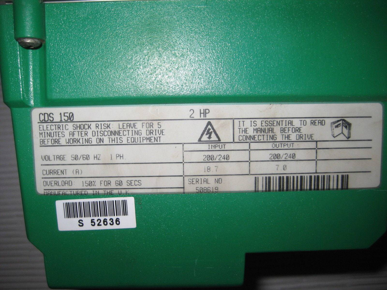 Warner Electric SECO 2 HP Adjustable Speed Drive CDS-150 2HP WE CDS150 VS Drive (EBI4900-4)