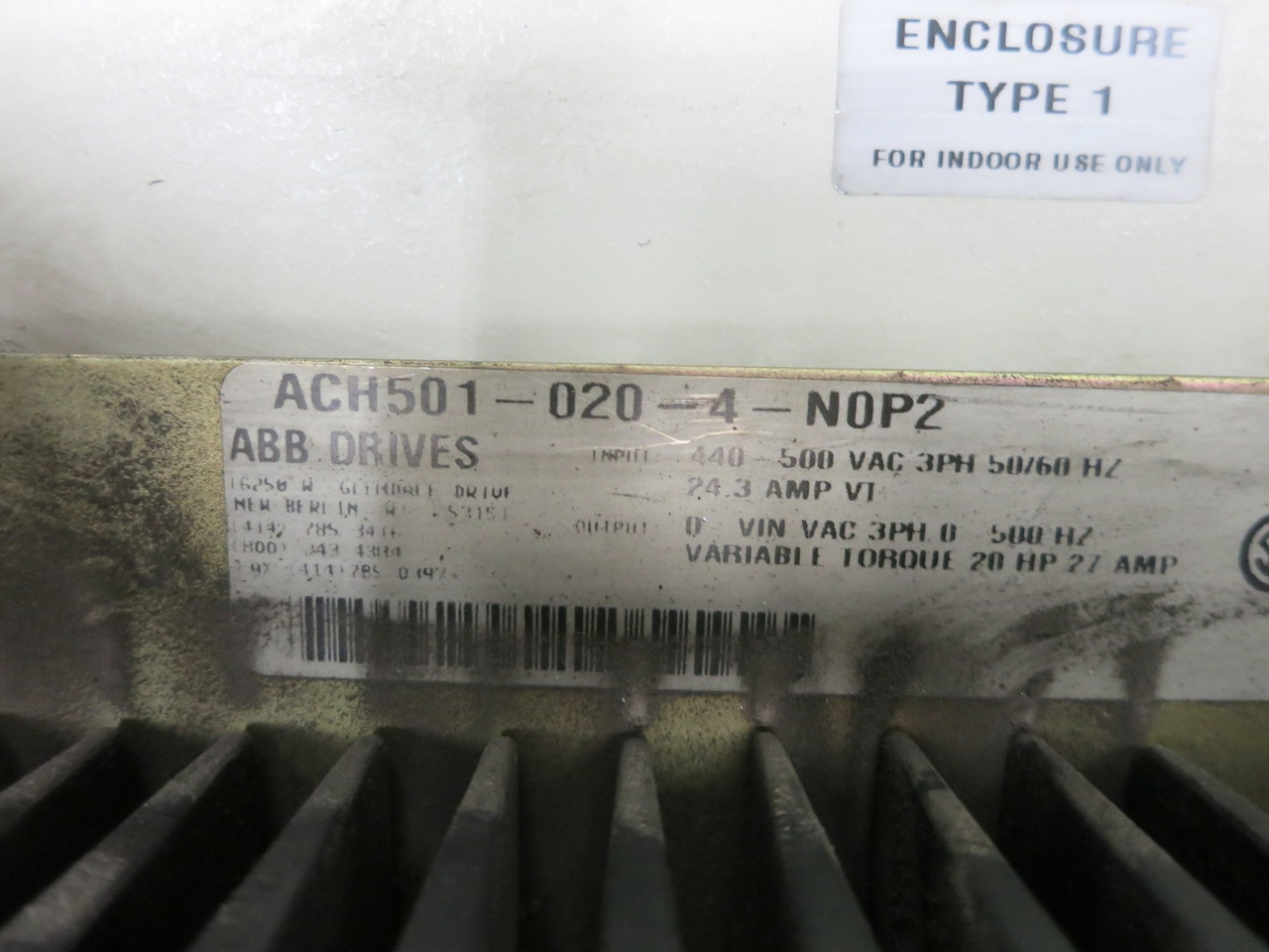 ABB ACH501-020-4-N0P2 20HP AC VS Drive 3PH 480V ACH-500 20 HP Bypass 27A (DW5216-1)
