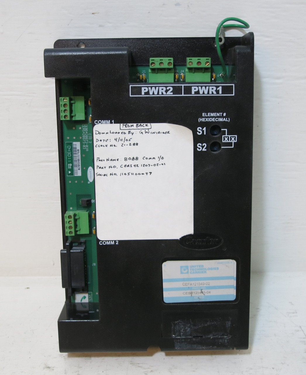 United Technologies Carrier CEFA121549-02 8088 COMM I/O CEAS421207-02-01 PLC (DW5287-1)