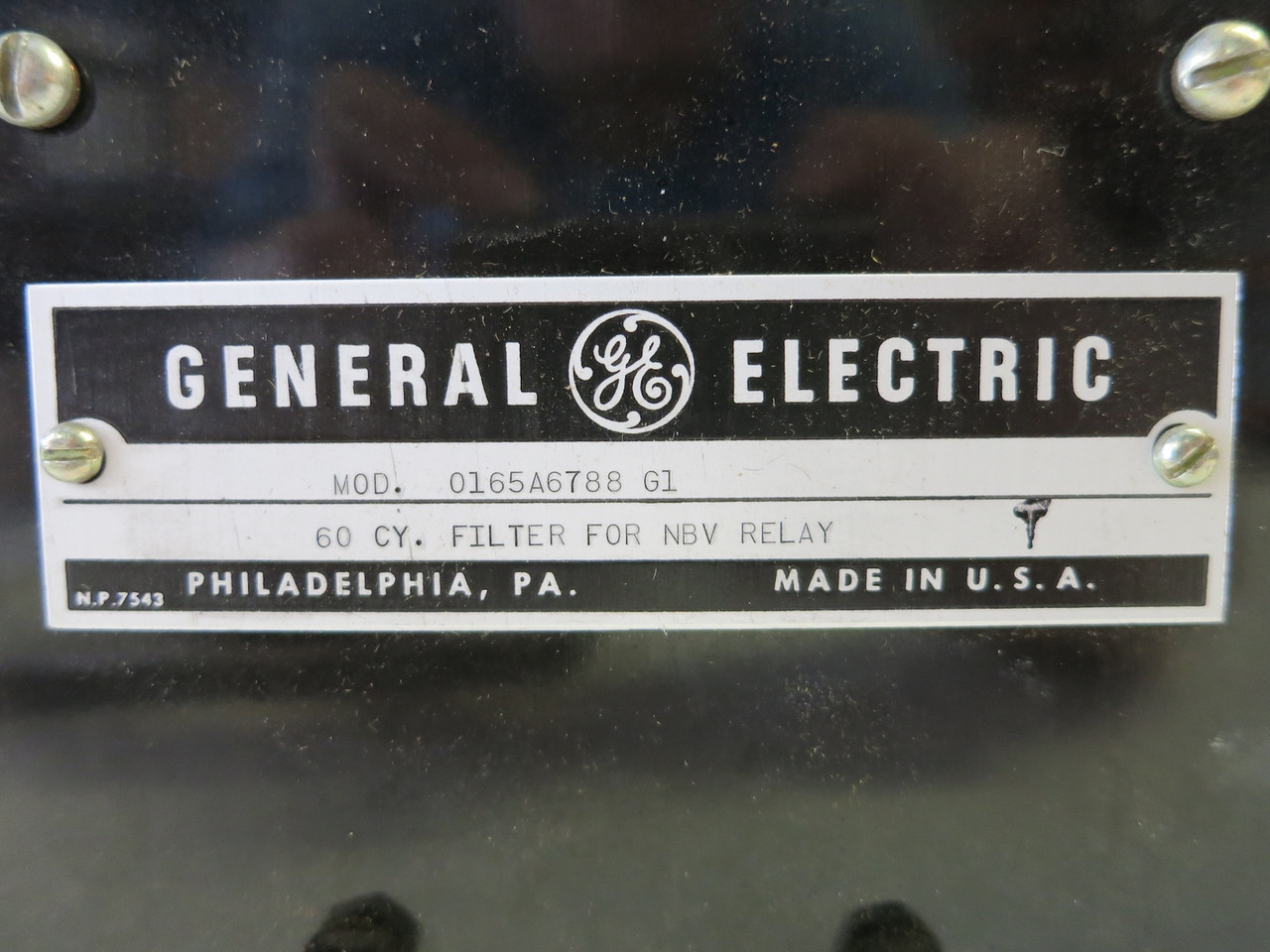 GE 0165A6788G1 60 Cy Filter for NBV Relay 0165A6788-G1 General Electric (DW5316-2)