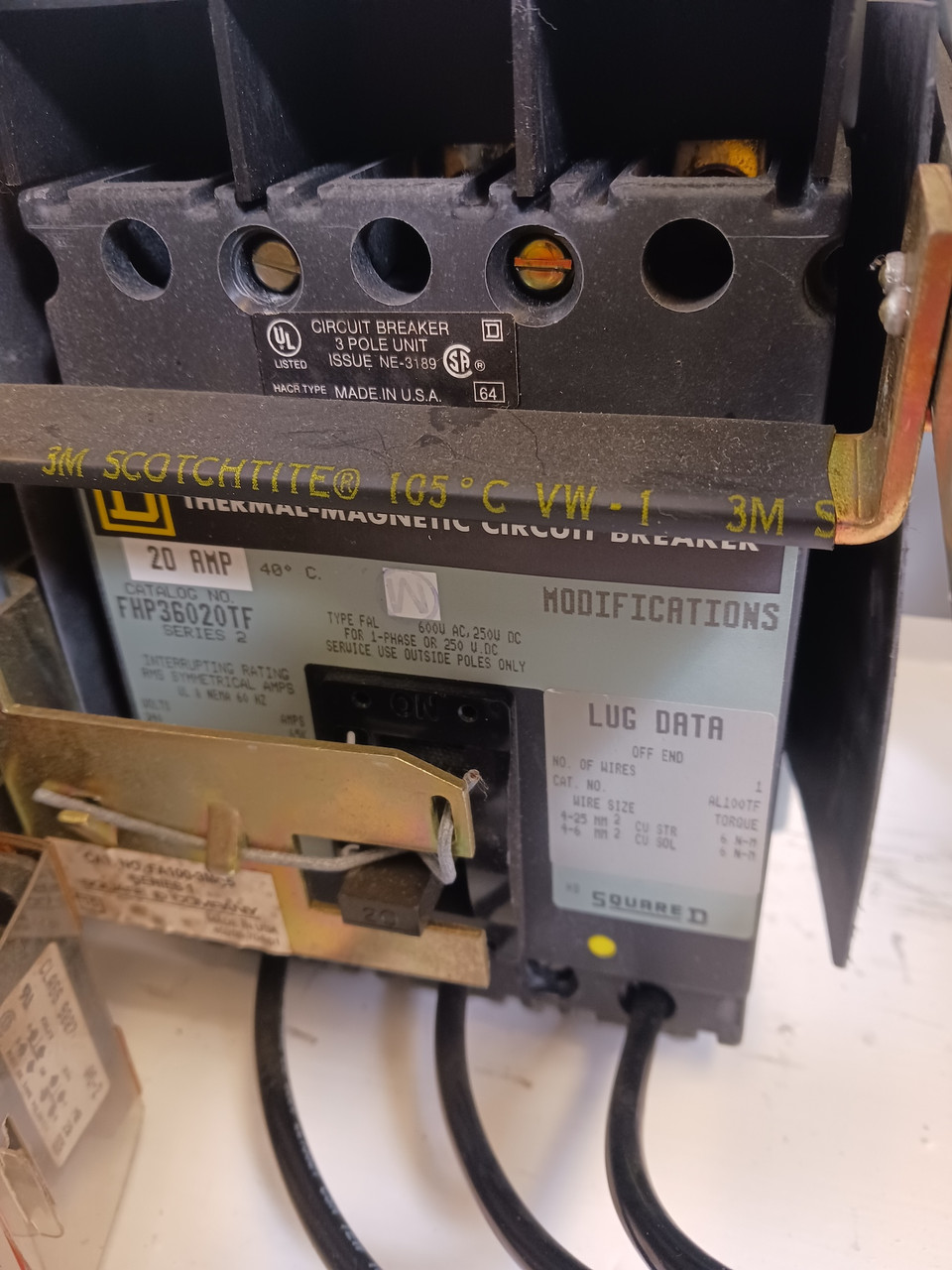 Square D Model 5 20A Breaker Feeder 9" Motor Control MCC Bucket 20 Amp Mod 5 (DW5351-2)