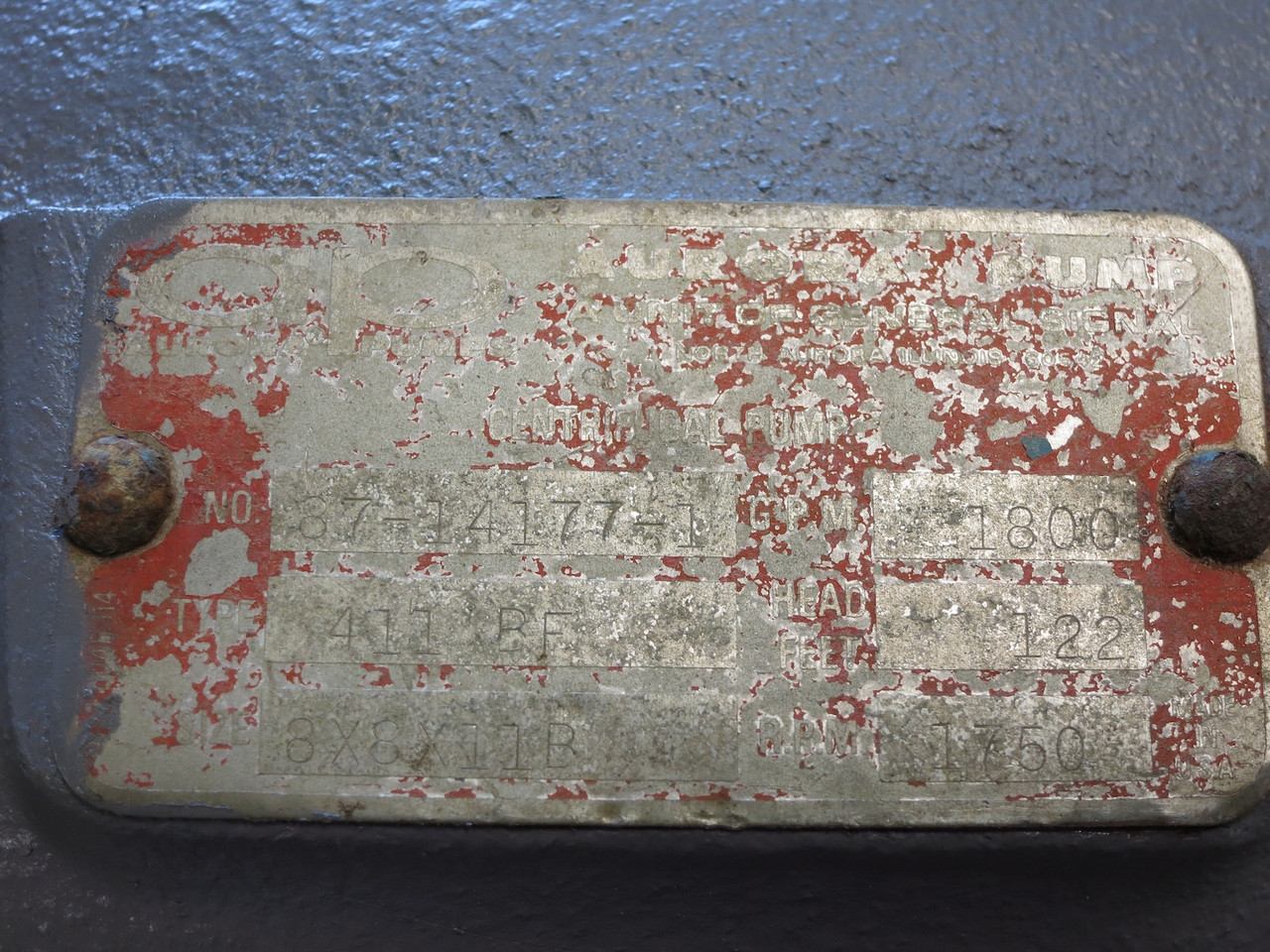 Aurora 411-BF Split Case Centrifugal Pump 100 HP Motor 1800 GPM 8x8x11B 460V (DW5357-1)