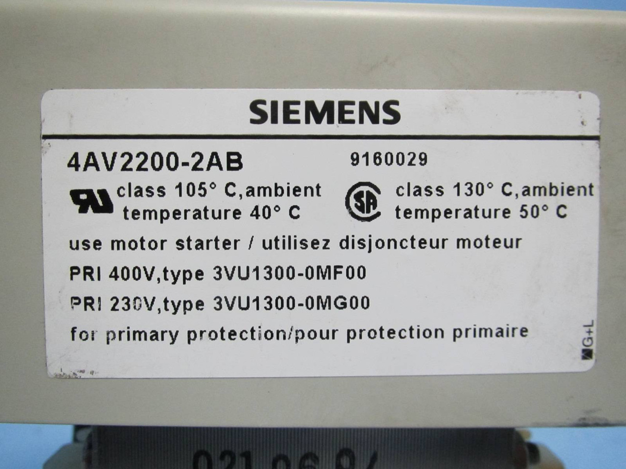 Siemens 4AV2200-2AB 9160029 400V 230V 24V 5A Transformer 1PH Power Supply (EBI3692-13)
