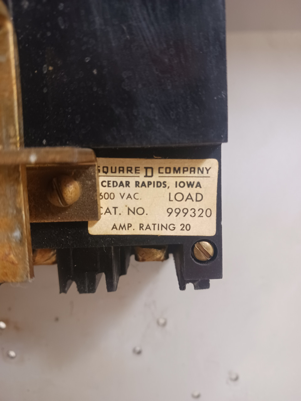 Square D Model 3 20A Breaker Feeder 15" MCC Bucket 20 Amp Class 8999 999320 (BJ0416-2)