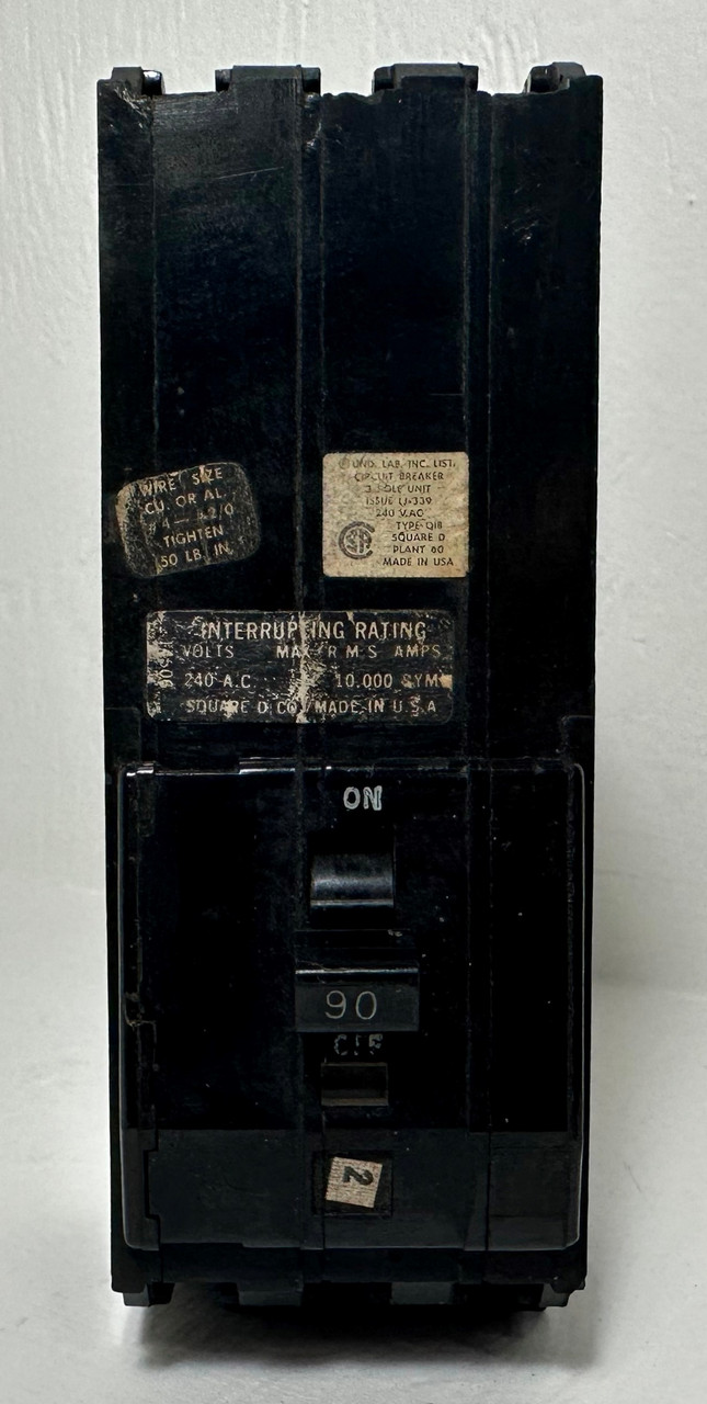 Square D QIB390 90A Molded Case Circuit Breaker 240 VAC Type QIB 3 Pole 90 Amp (EM4733-1)