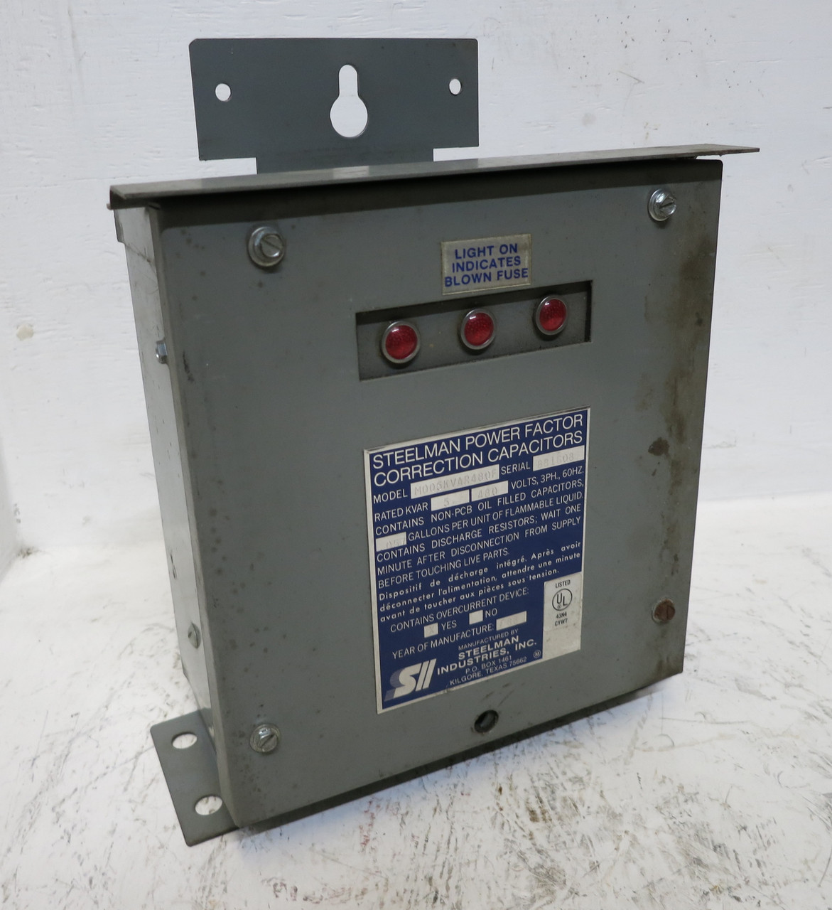 Steelman M005KVAR480F Power Factor Correction Capacitors 5 kVAR 480 V 3PH (DW5501-1)