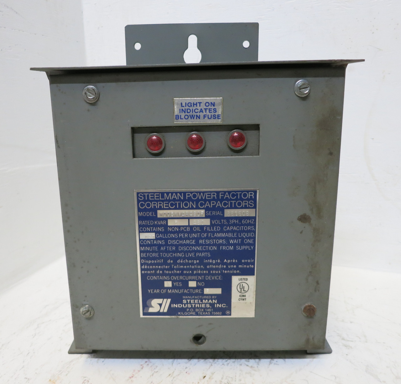 Steelman M005KVAR480F Power Factor Correction Capacitors 5 kVAR 480 V 3PH (DW5501-1)