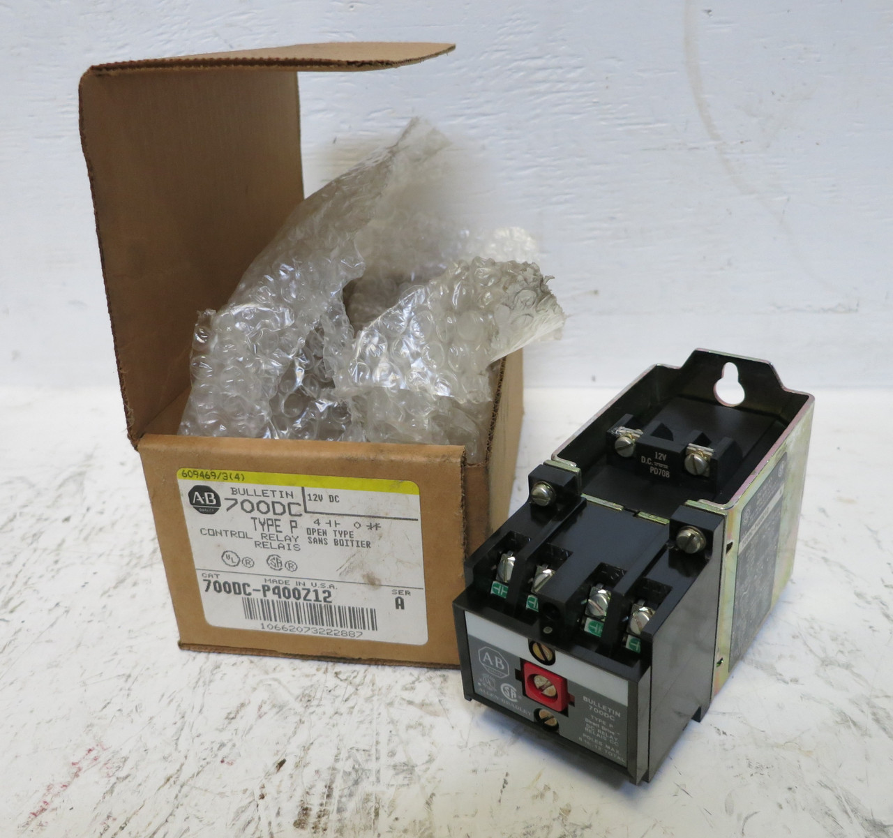 NEW Allen Bradley 700DC-P400Z12 DC Control Relay Open Type P 12V Series A NIB (DW5499-3)