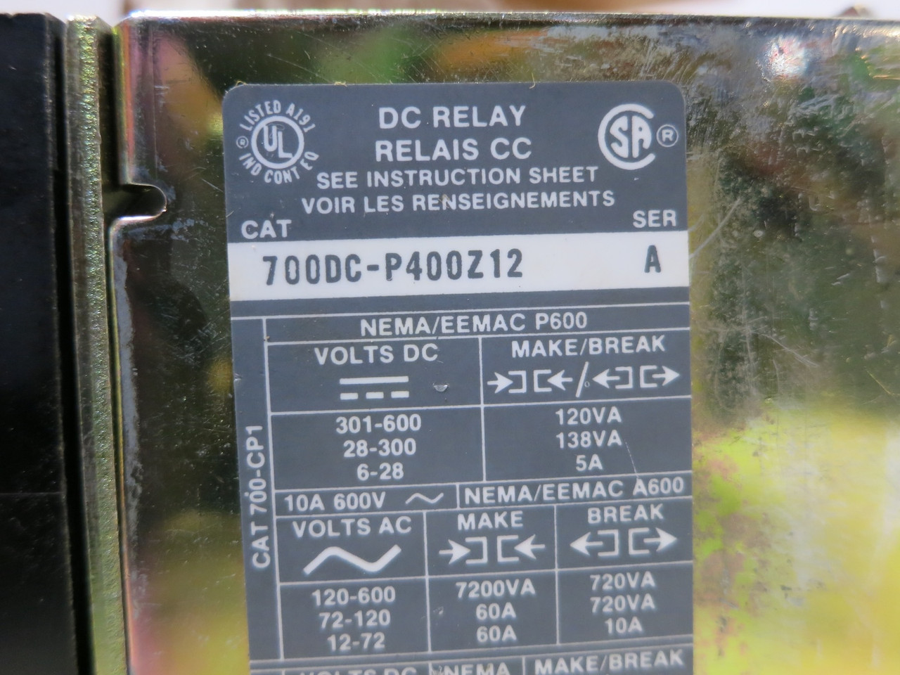 NEW Allen Bradley 700DC-P400Z12 DC Control Relay Open Type P 12V Series A NIB (DW5499-3)