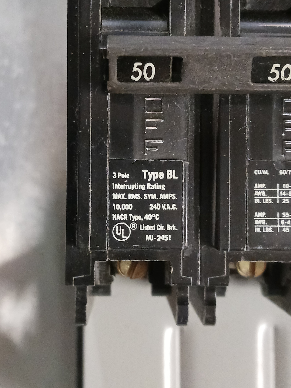 Siemens 50A Main Breaker S1 Panelboard 208Y/120V 3PH 4W 50 Amp S1C18BL050CTS (BJ0472-4)