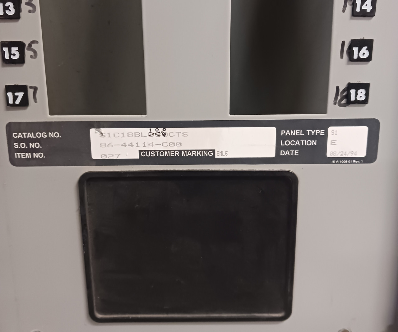 Siemens 100A Main Breaker S1 Panelboard 208Y/120V 3PH 4W 100 Amp S1C18BL100CTS (BJ0473-1)