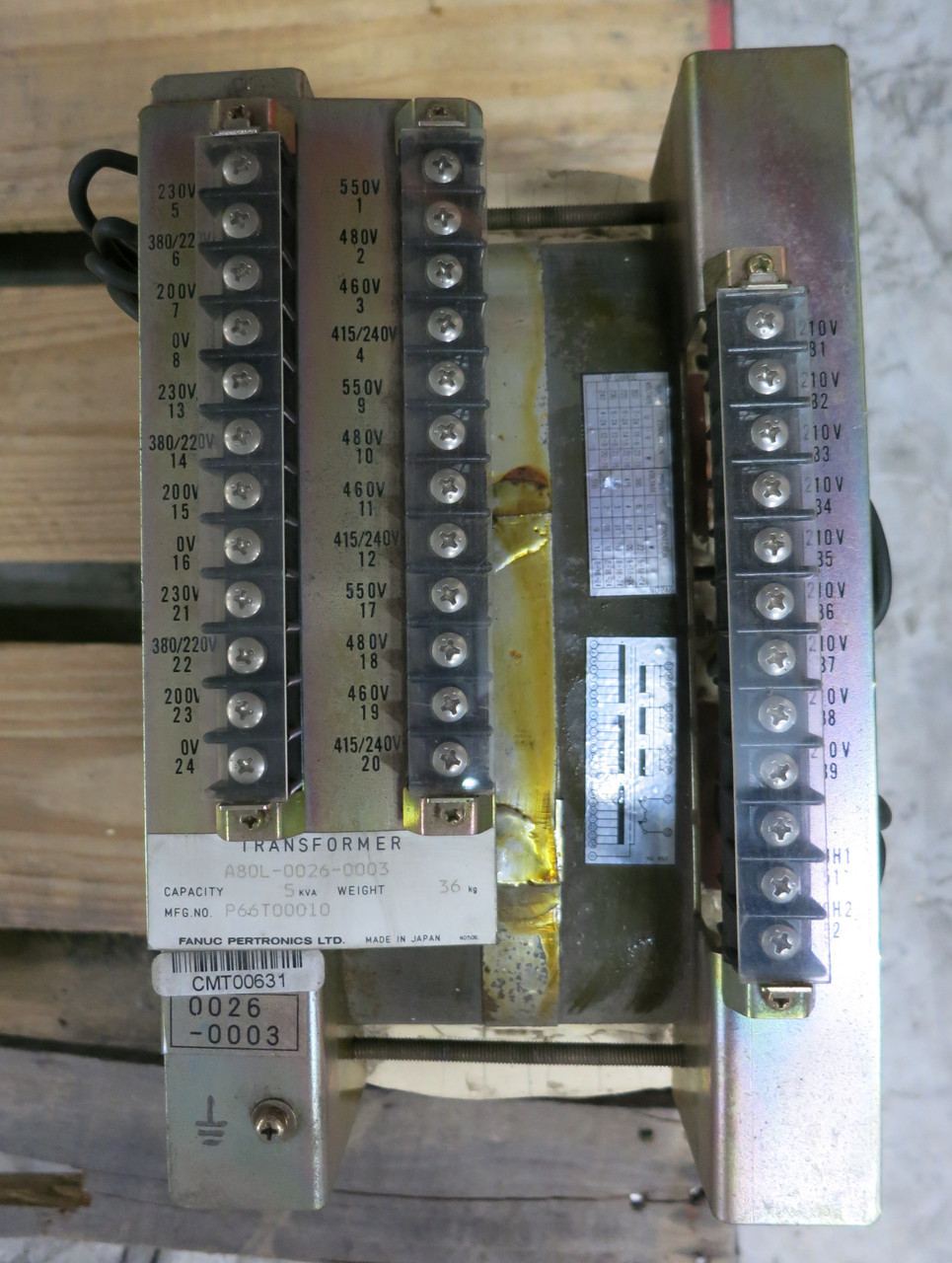 Fanuc A80L-0026-0003 5 kVA 240/480 to 210 V 1PH Transformer P66T00010 (DW5595-1)