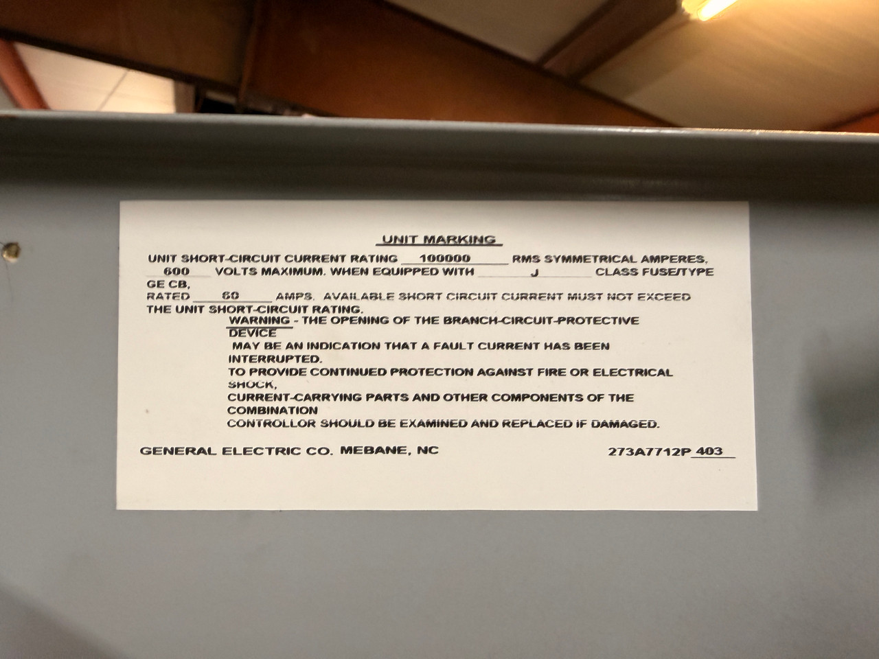 GE 8000 60A Fusible 6" MCC Feeder Bucket 60 Amp (BJ0492-5)