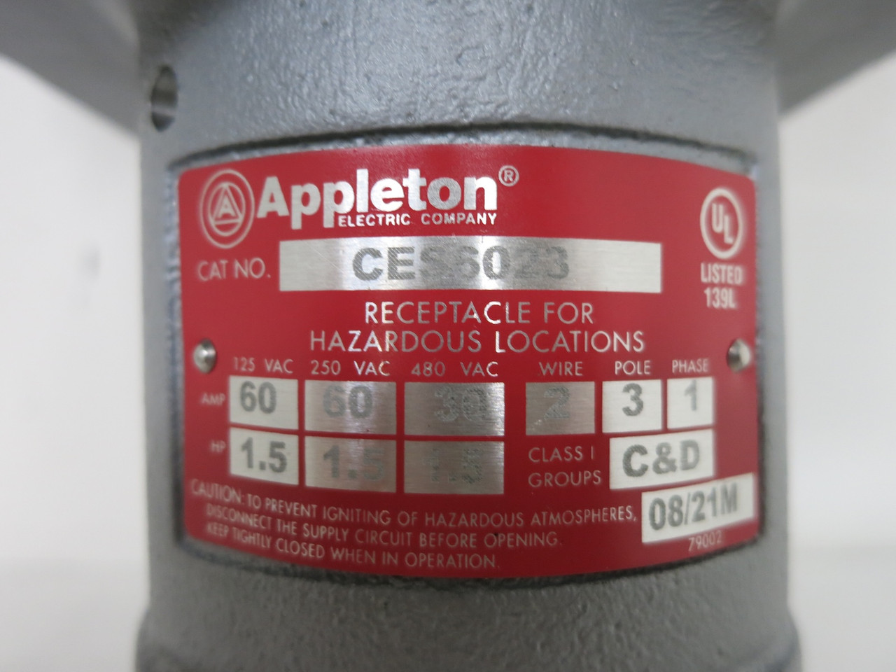 NEW Appleton CES6023 Explosion Proof Receptacle 1.5 HP 2W 3P 1PH CES-6023 (DW5631-1)