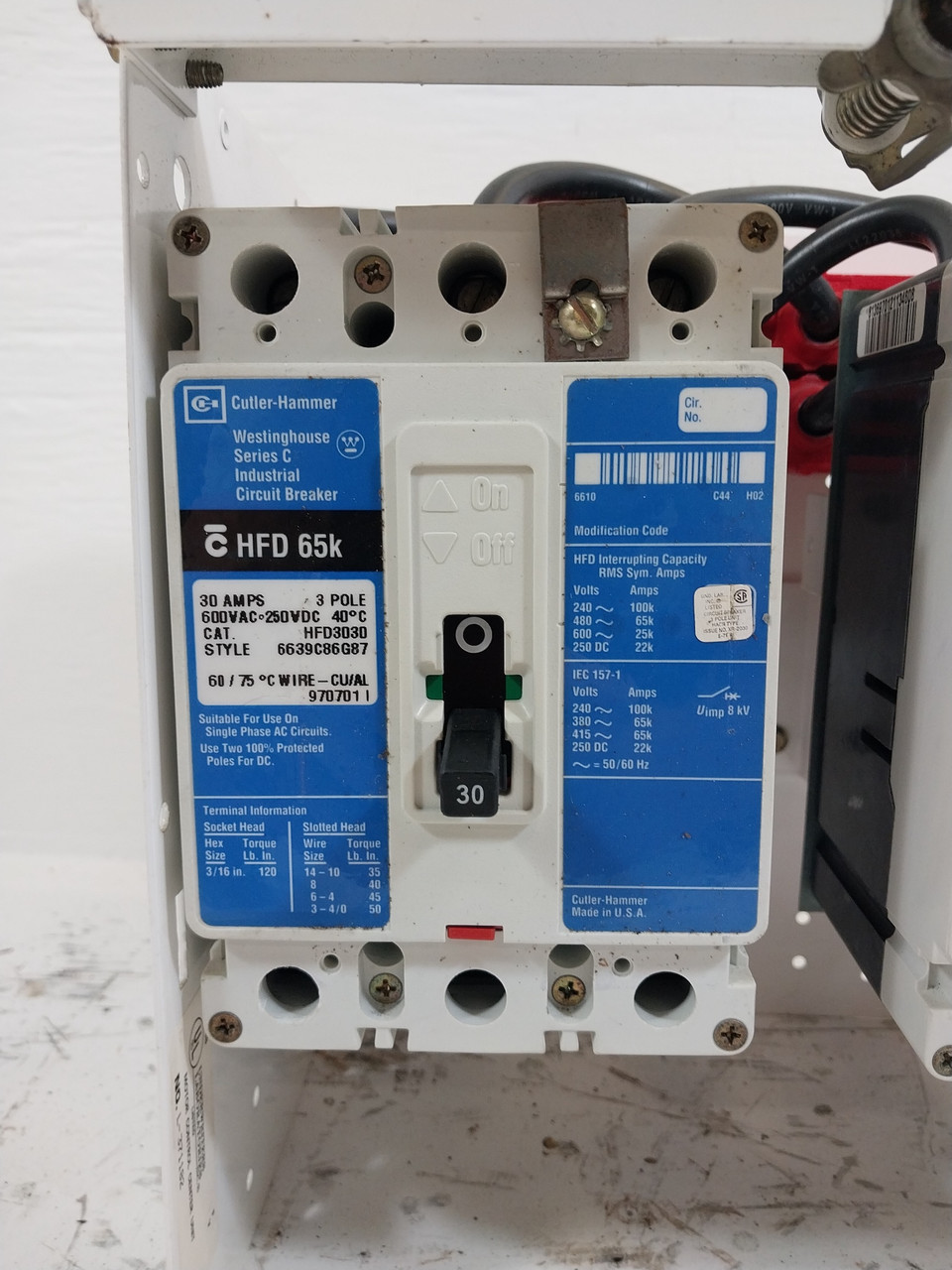 Westinghouse Type W 30/40 Amp 12" Dual Breaker Feeder MCC Bucket MCCB 30A/40A (BJ0509-1)