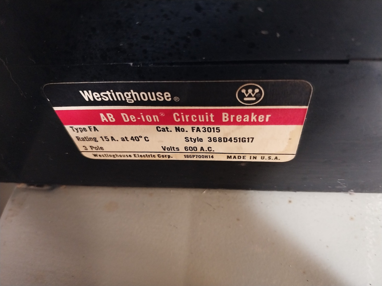 Westinghouse Type W 15 Amp 12" Dual Breaker Feeder MCC Bucket 15A FA3015 (BJ0514-1)