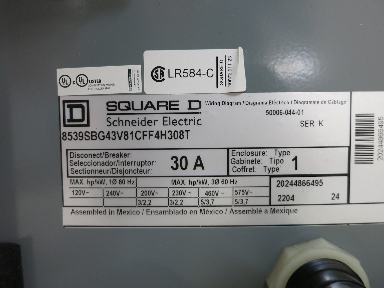 NEW Square D 30A Breaker Size 0 Starter Combination Box 30 Amp Combo HL 030 FLAW (DW5634-1)