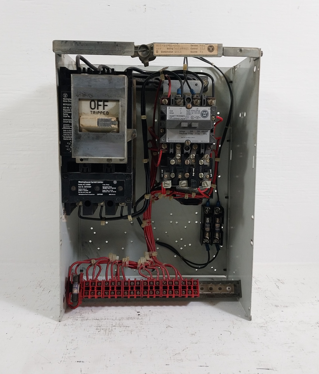 Westinghouse Type W Size 1 Starter 3A Breaker 18" MCC Bucket 3 Amp A200 MCP (BJ0520-5)