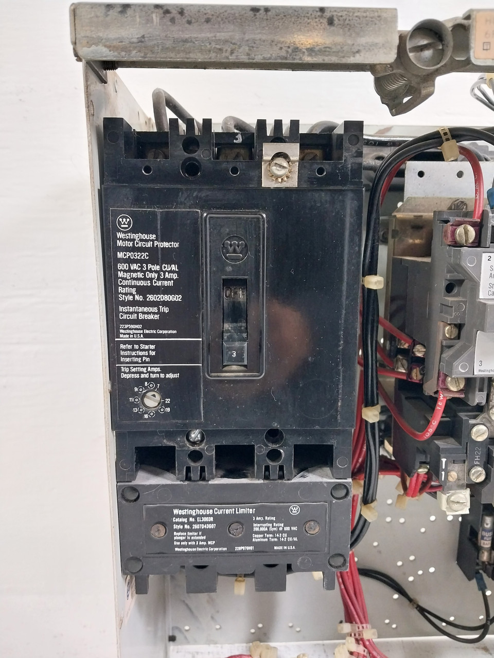 Westinghouse Type W Size 1 Starter 3A Breaker 18" MCC Bucket 3 Amp A200 MCP (BJ0520-5)