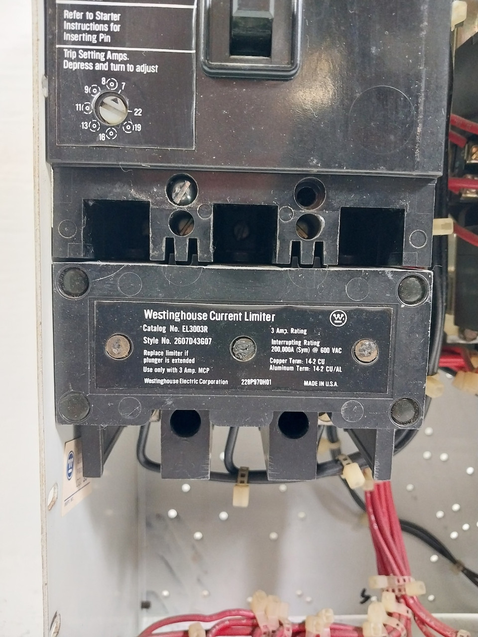 Westinghouse Type W Size 1 Starter 3A Breaker 18" MCC Bucket 3 Amp A200 MCP (BJ0520-5)