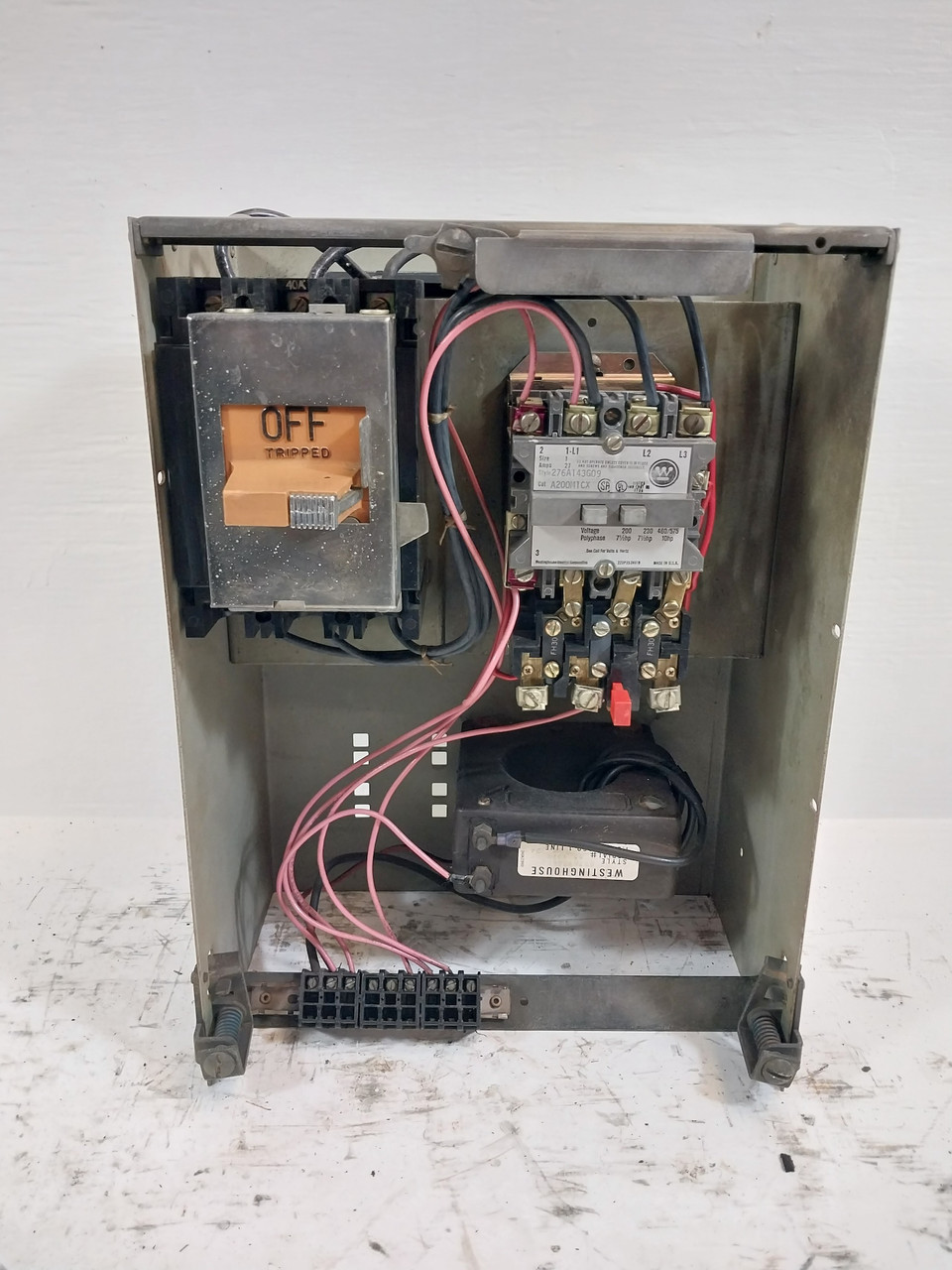 Westinghouse Type W Size 1 Starter 40A 18" Breaker MCC Bucket 40 Amp A200 FB (BJ0518-1)