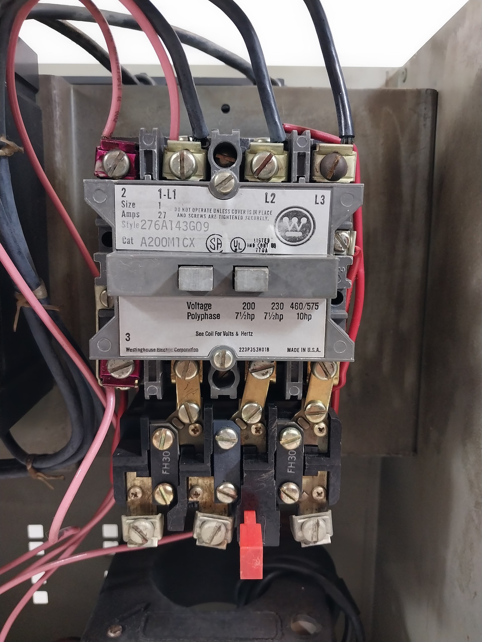 Westinghouse Type W Size 1 Starter 40A 18" Breaker MCC Bucket 40 Amp A200 FB (BJ0518-1)