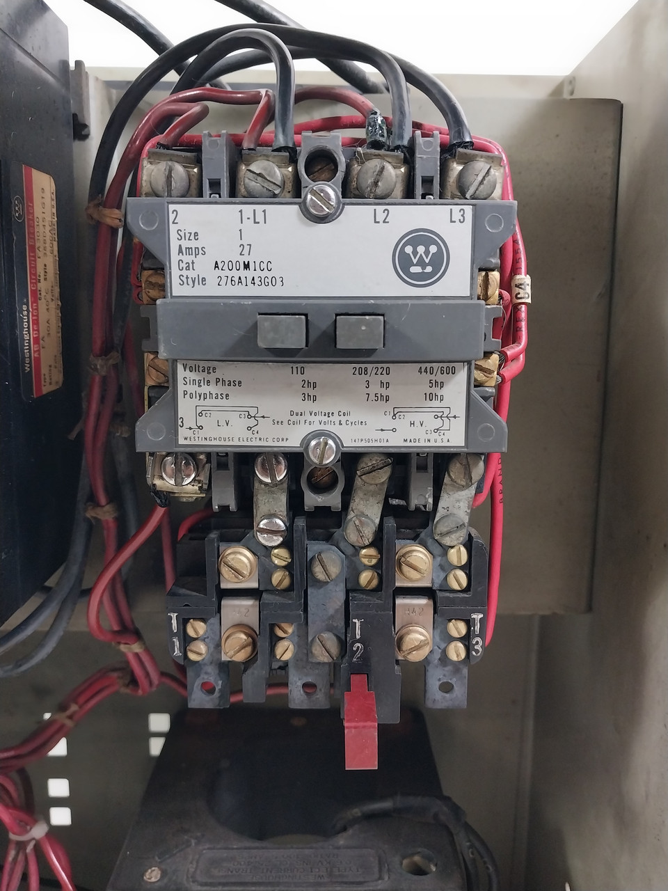 Westinghouse Type W Size 1 Starter 30A 18" Breaker MCC Bucket 30 Amp A200 FA (BJ0522-2)