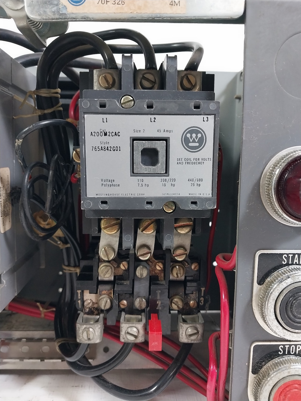 Westinghouse Type W Size 2 Starter 50A 12" Breaker MCC Bucket 50 Amp Mark 75 (BJ0524-1)