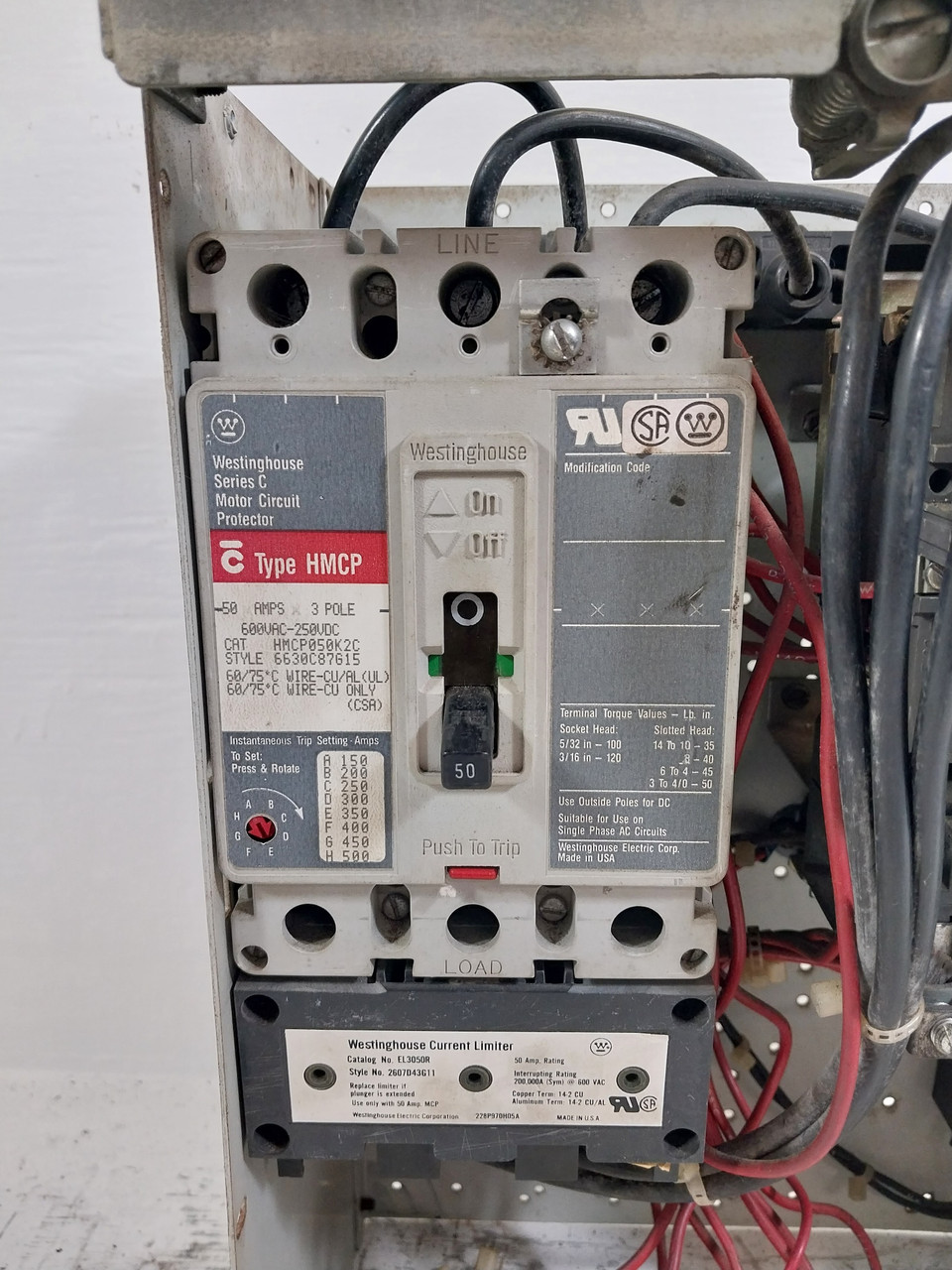 Westinghouse Type W Size 2 Starter 50A 18" Breaker MCC Bucket 50 Amp A200 HMCP (BJ0523-1)