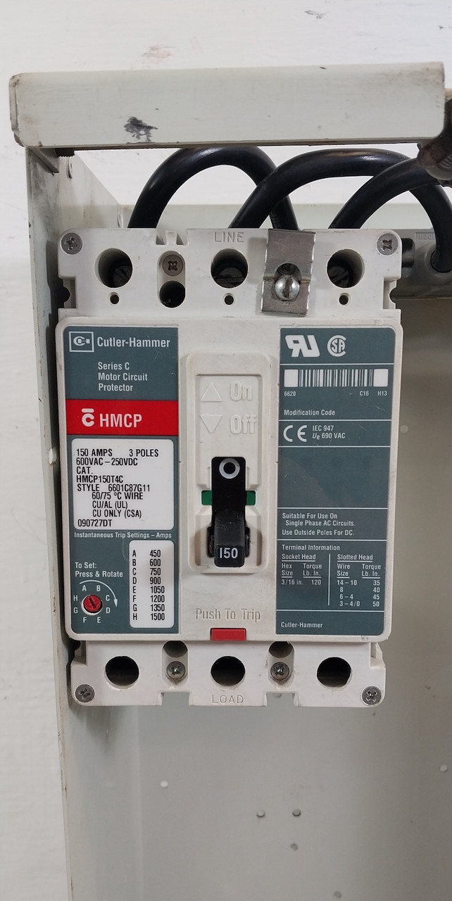 Westinghouse Type W 150 Amp Breaker Feeder MCC Bucket 24" 150A HMCP (BJ0533-1)