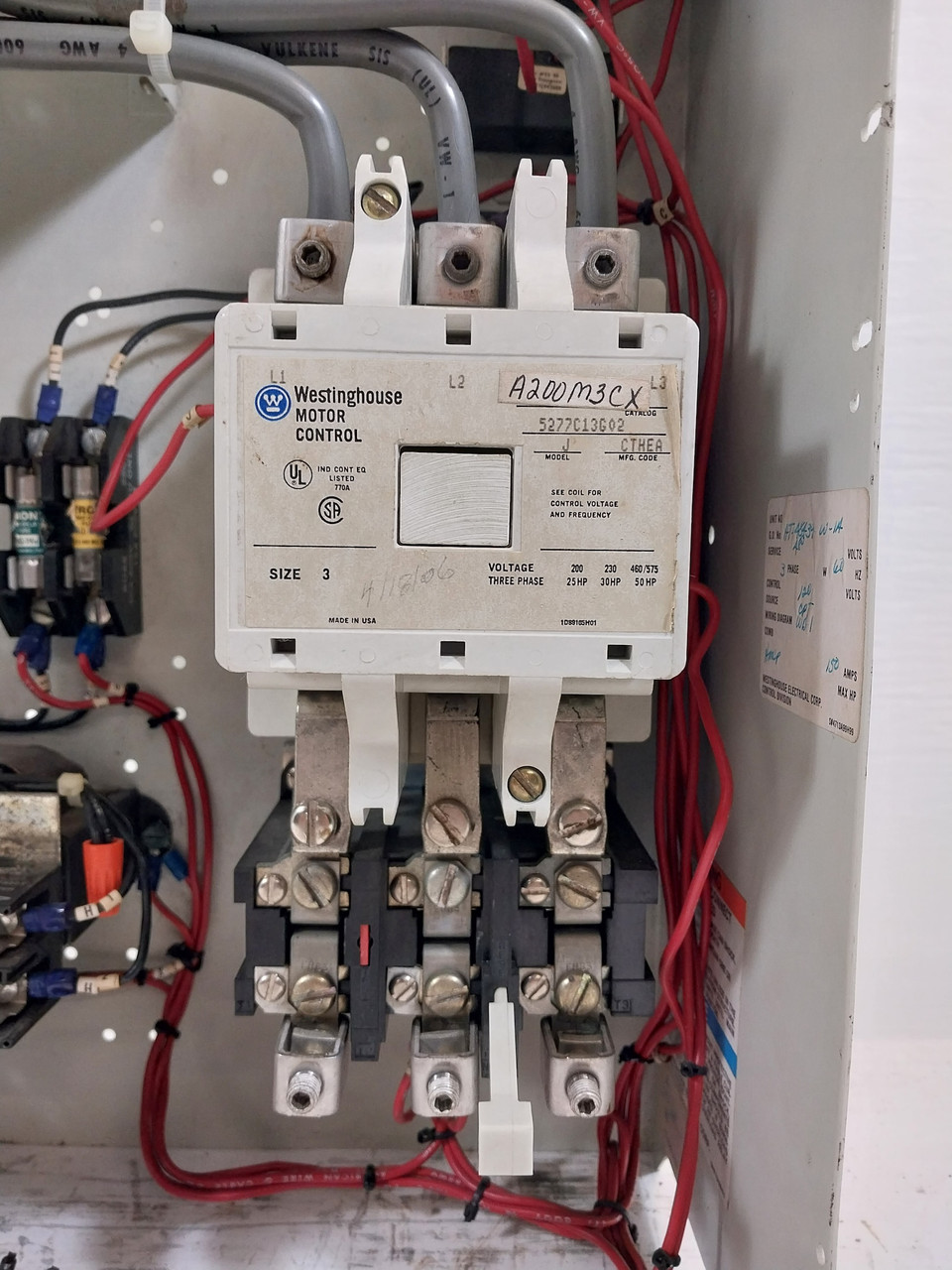 Westinghouse Type W Size 3 Starter 150 Amp Breaker 24" MCC Bucket HMCP (BJ0535-1)