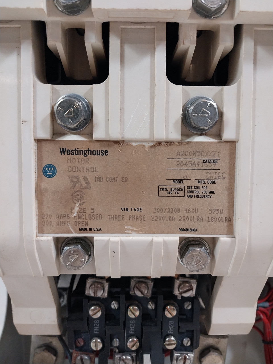 Westinghouse Type W Size 5 Starter 400 Amp Breaker 36" MCC Bucket 400A stab flaw (BJ0537-1)