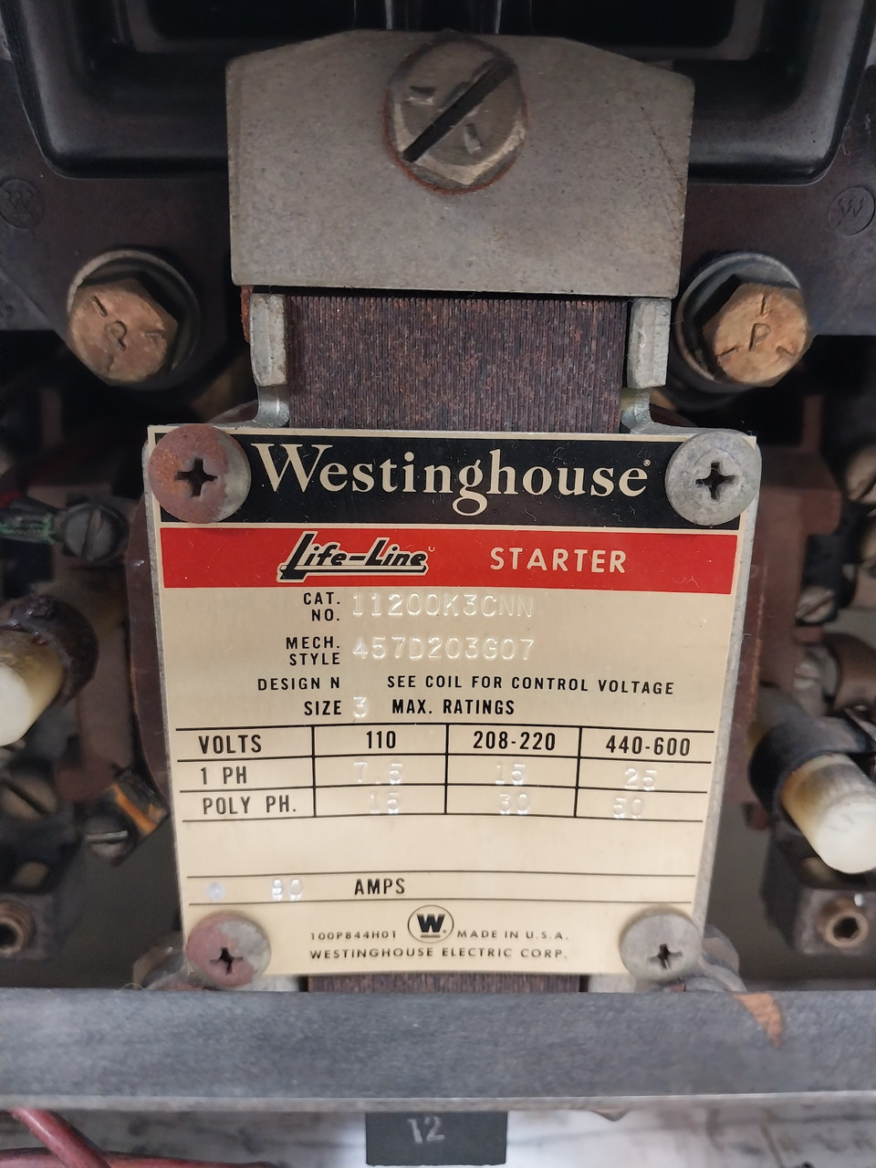 Westinghouse Type W Size 3 Starter 70A Breaker Motor Control Center Bucket 24" (BJ0536-3)