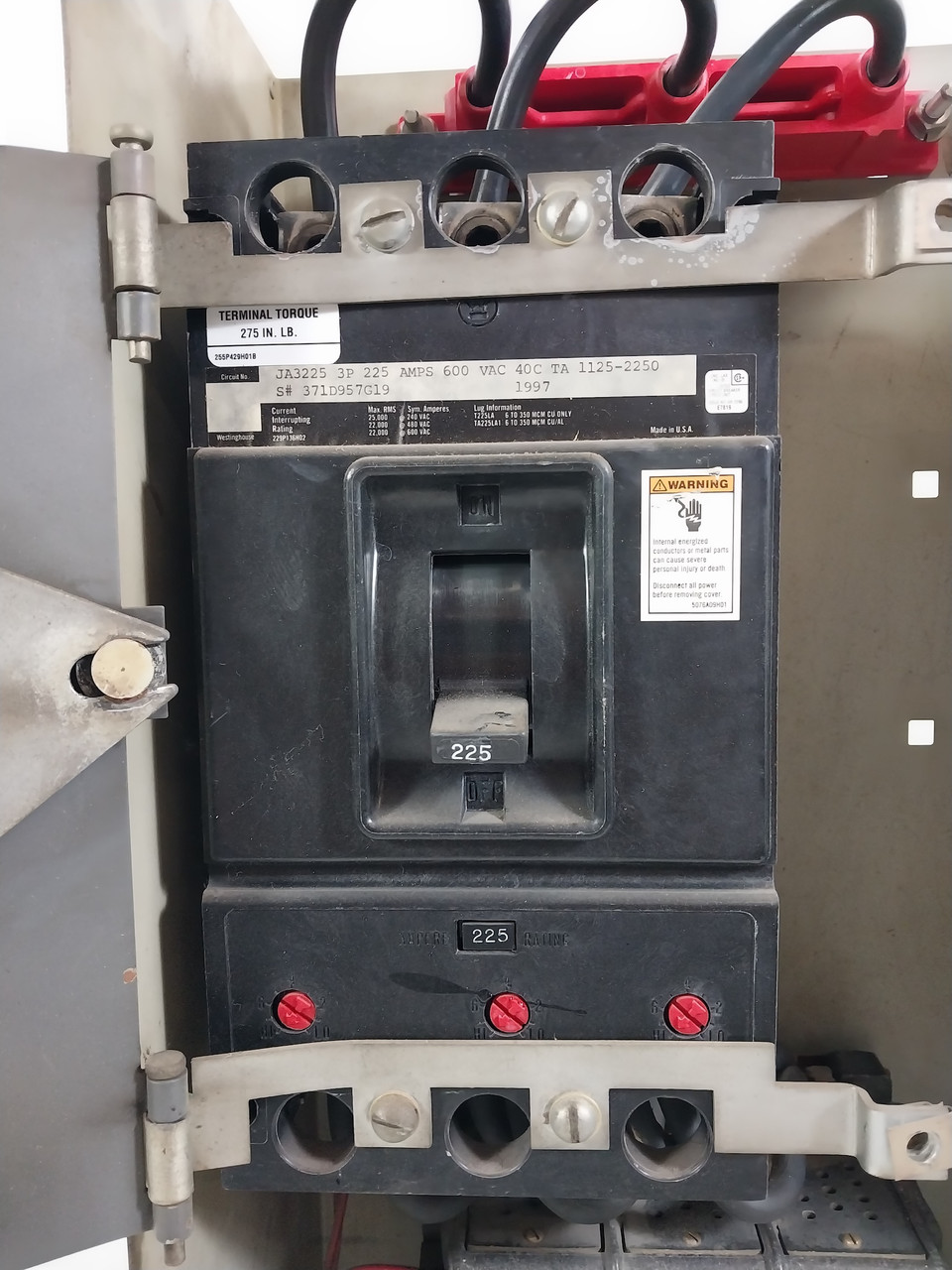 Westinghouse Type W Size 3 Starter 225 Amp Breaker 30" MCC Bucket 225A (BJ0542-1)