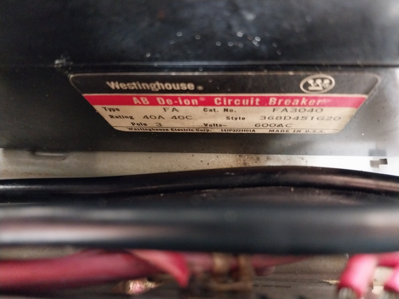 Westinghouse Type W Size 2 Starter 40A Breaker 12" MCC Bucket 40 Amp A201K (BJ0541-2)