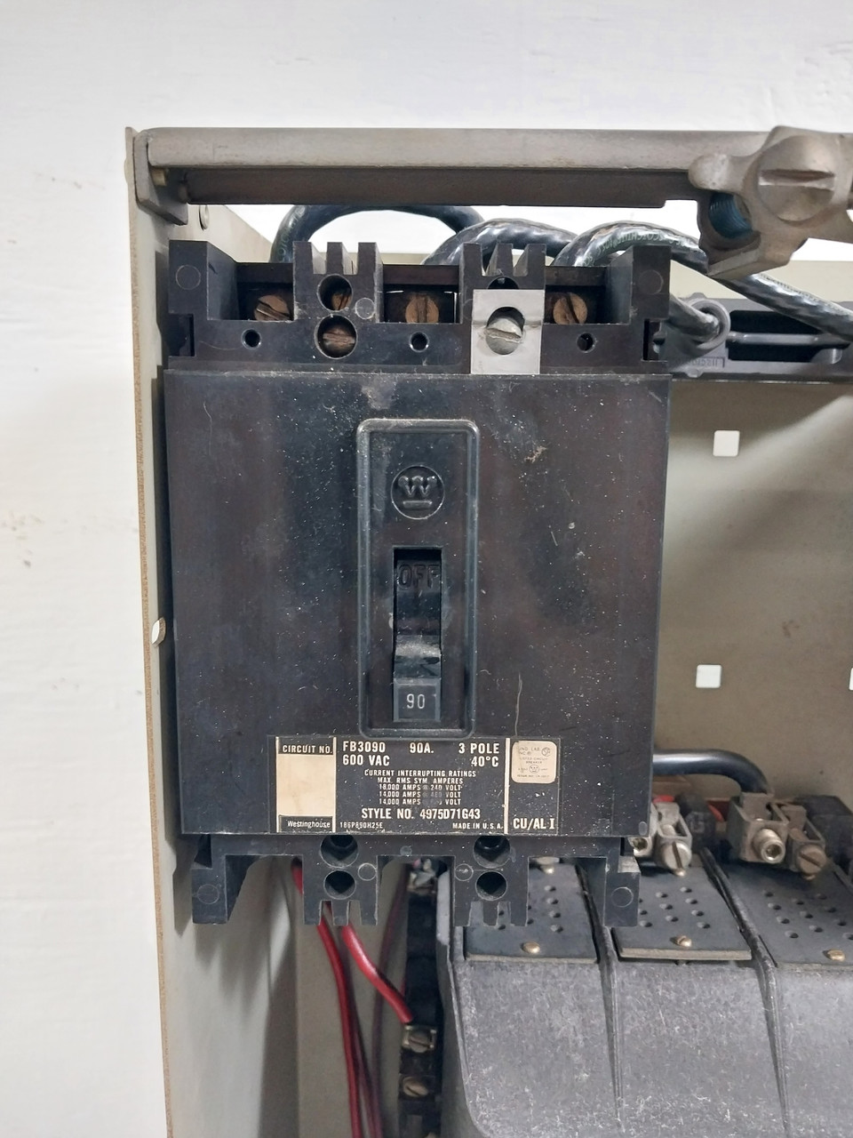 Westinghouse Type W Size 3 Starter 90 Amp Breaker 30" MCC Bucket 90A (BJ0540-2)
