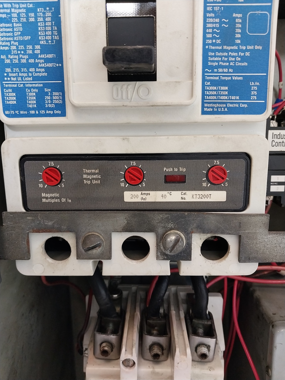 Westinghouse Type W Size 4 Starter 200A Breaker 30" MCC Bucket 200 Amp KD3400F (BJ0546-1)