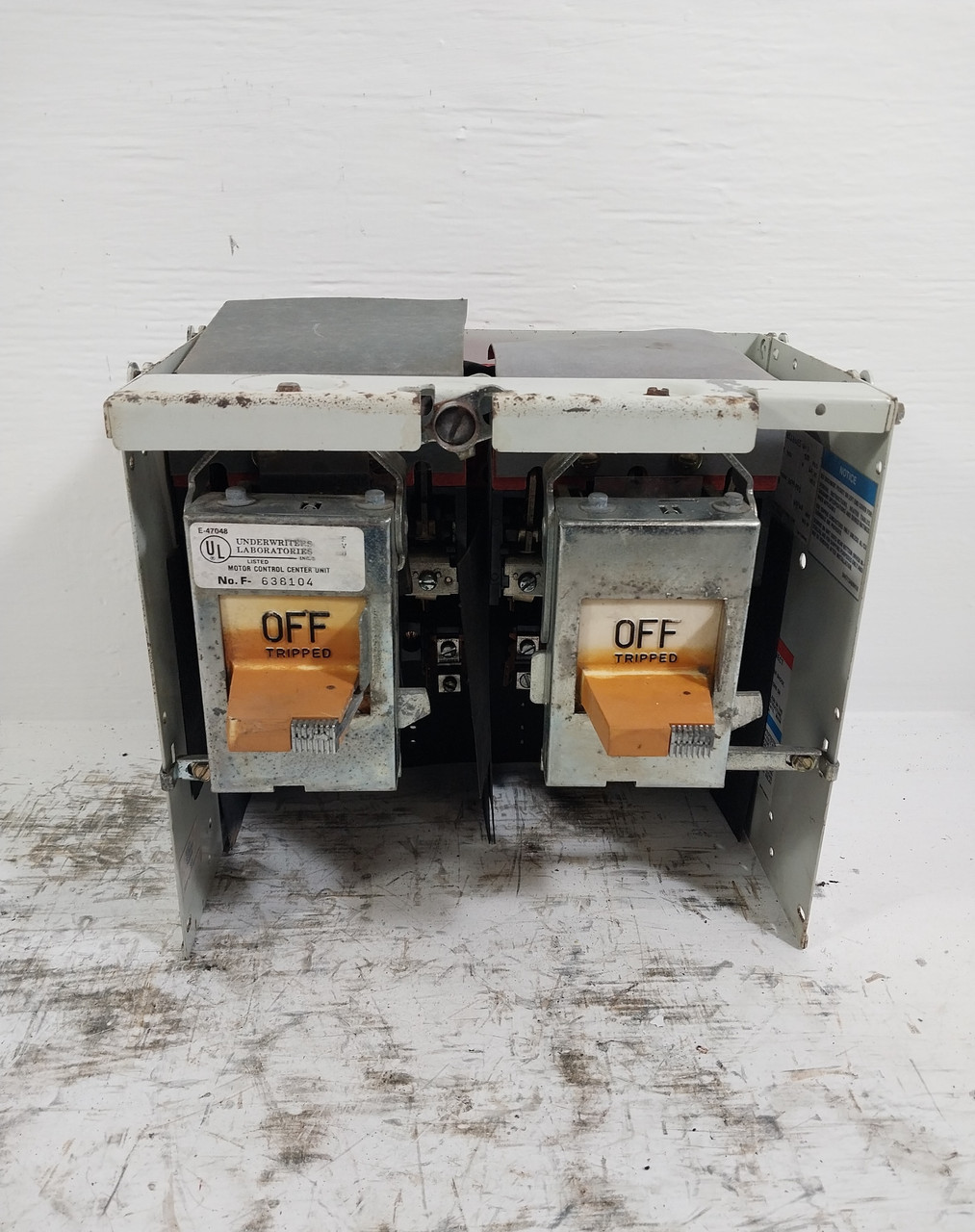 Westinghouse Type W 60A Dual Fusible 12" Feeder MCC Bucket 60 Amp (BJ0551-3)