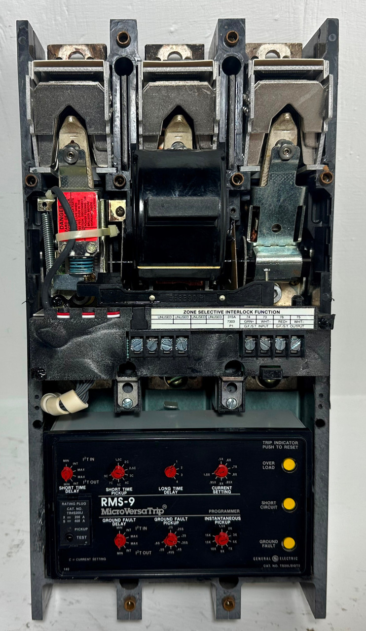 GE TJH4S 400A Hi-Break LSIG Circuit Breaker 200A Plug General Electric TJH4 flaw (EM4844-1)