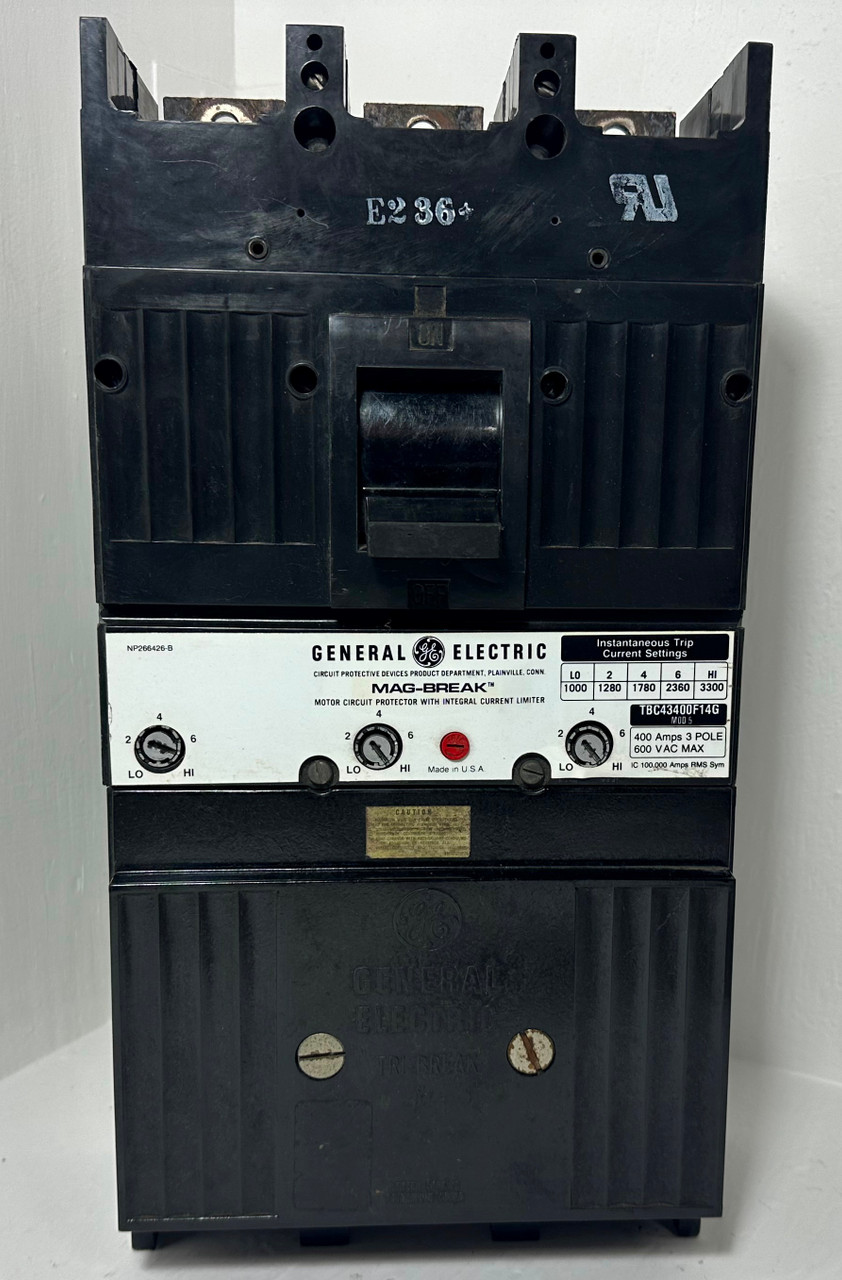 GE TBC43400F14G 400A Mag-Break Circuit Breaker 600V 3P 400 Amp General Electric (EM4854-11)