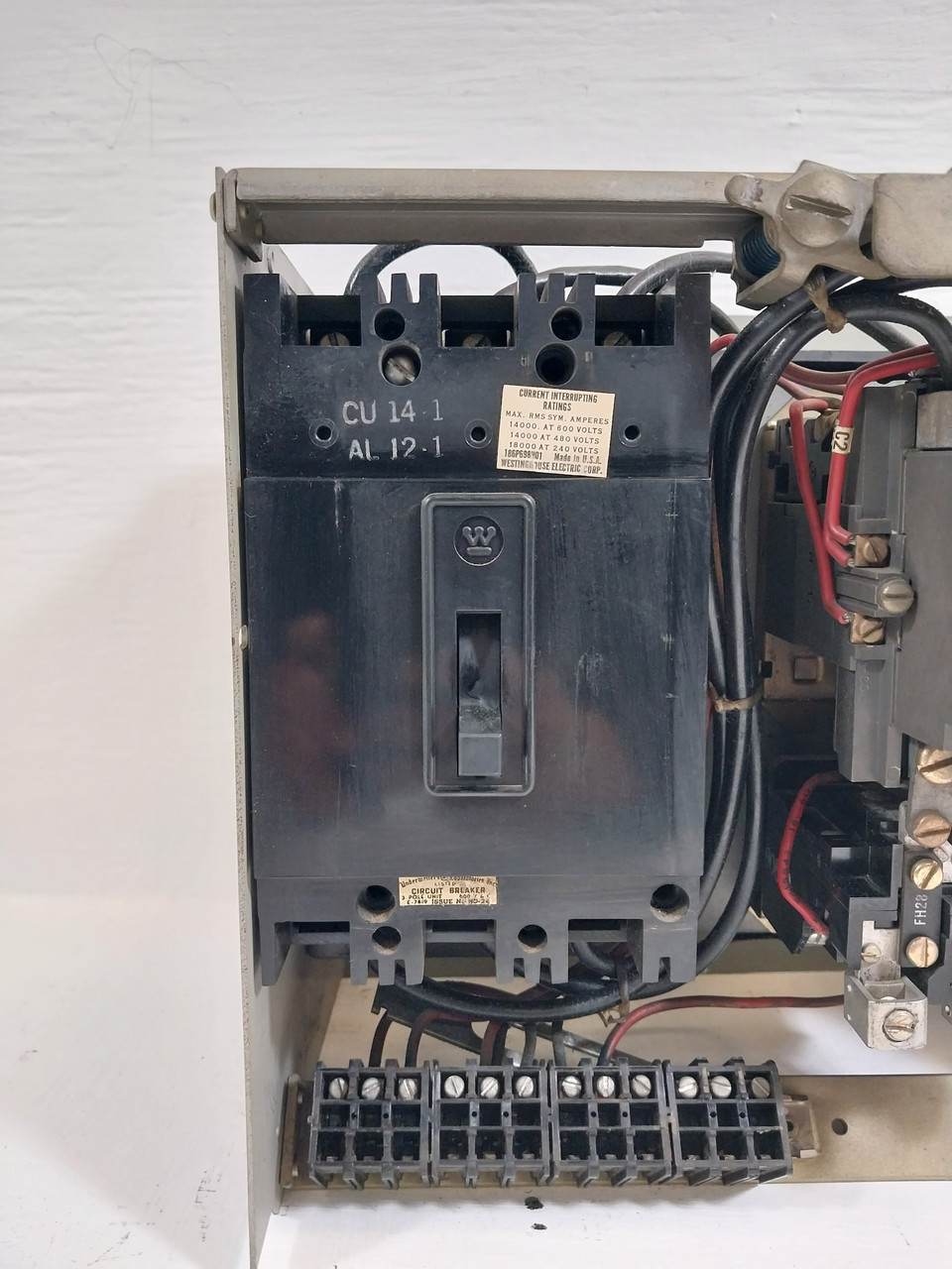 Westinghouse Type W Size 2 Starter 40A Breaker 12" MCC Bucket 40 Amp FA (BJ0568-1)