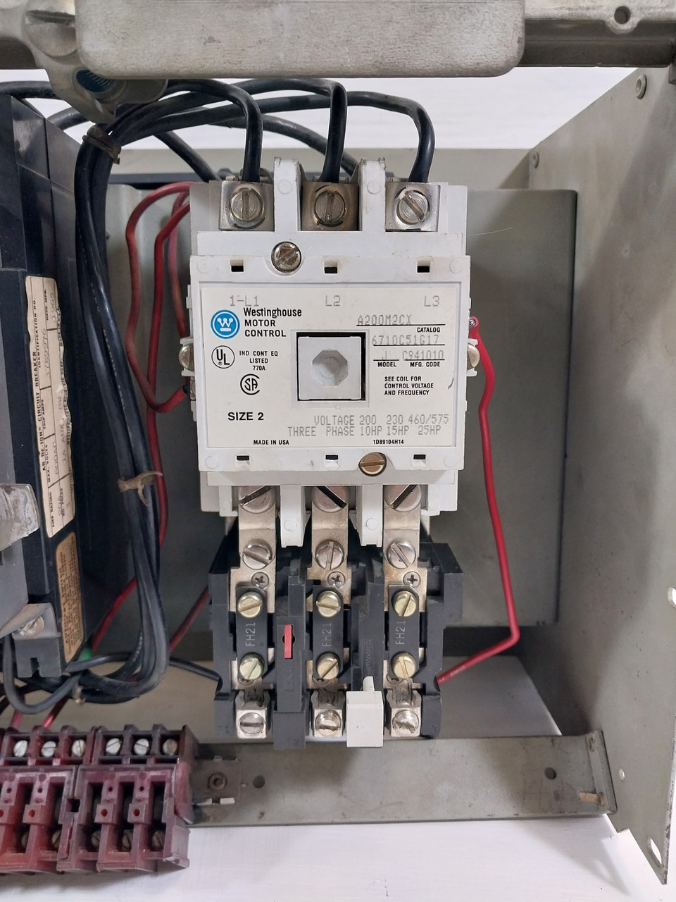 Westinghouse Type W Size 2 Starter 20A Breaker 12" MCC Bucket 20 Amp (BJ0567-2)