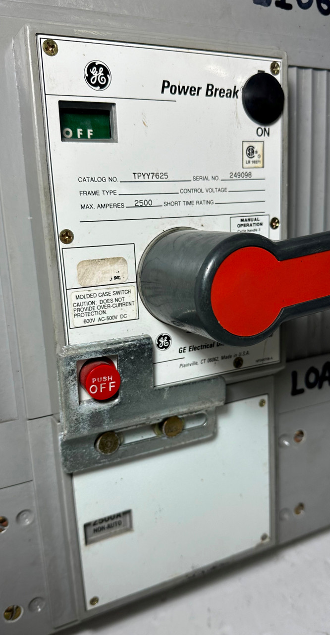 GE TPYY7625 2500A Power Break Molded Case Switch w Aux 2500 Amp General Electric (EM4872-3)