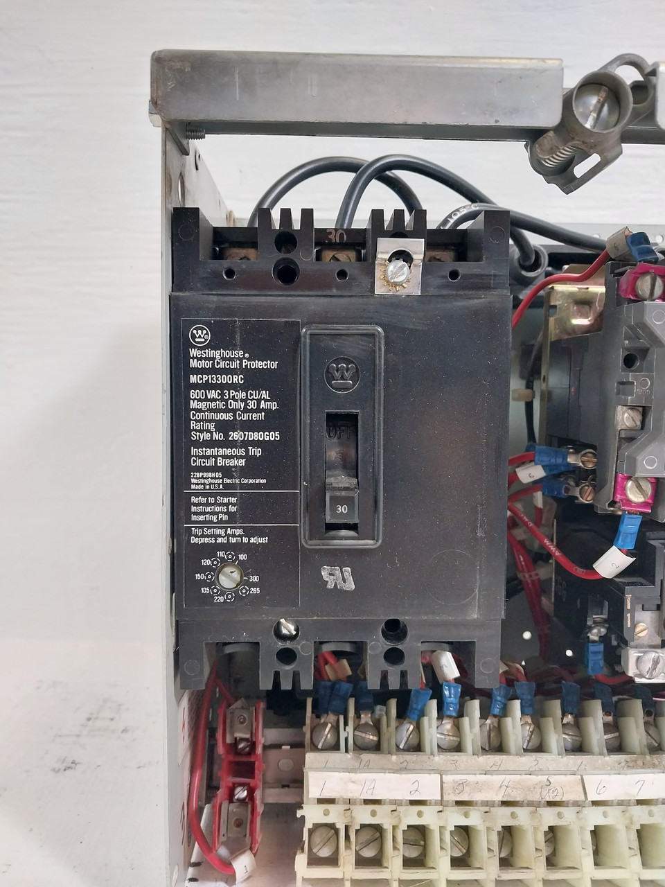 Westinghouse Type W Size 1 Starter 30A 12" Breaker MCC Bucket 30 Amp A200 MCP (BJ0572-7)