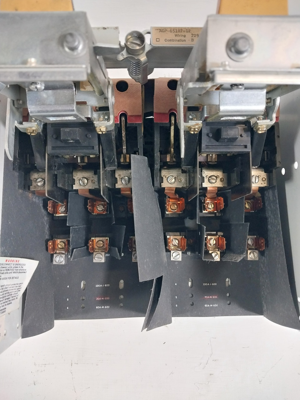 Westinghouse Type W Dual 30 Amp Fusible 12" Motor Control Center Feeder Bucket (BJ0576-7)