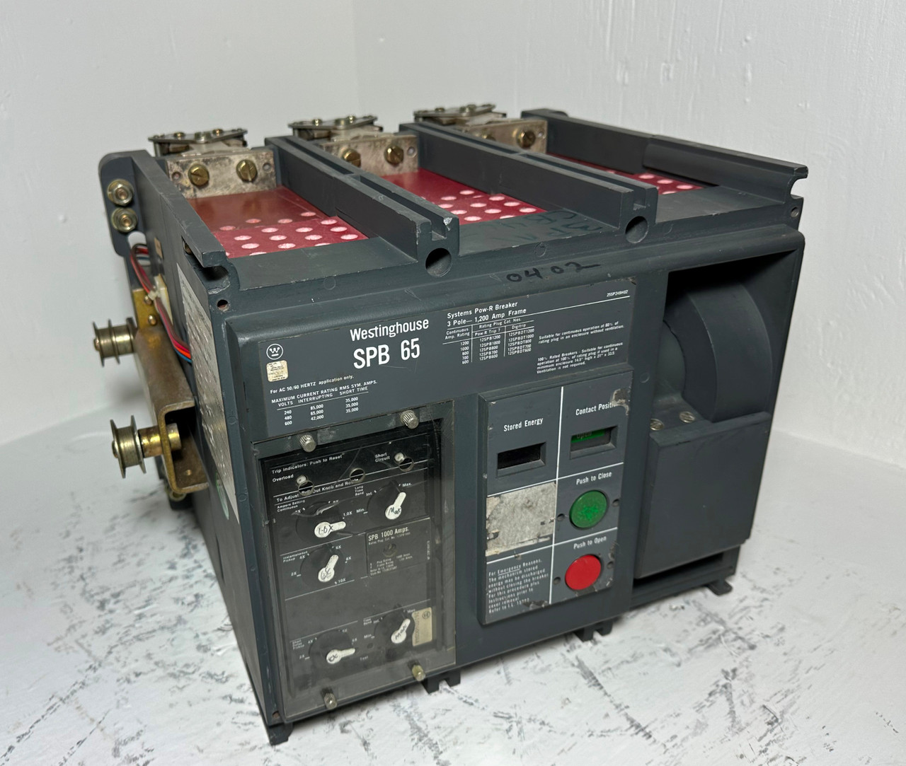 Westinghouse SPB 65 1200A LSI Drawout Circuit Breaker w 1000 Amp Plug & Shunt MO (EM4897-1)